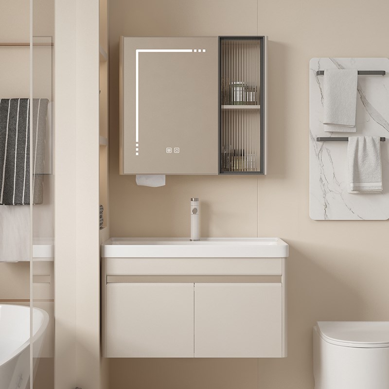 现代简约不锈钢浴室柜组合陶瓷一体盆卫生间洗漱台洗脸盆洗手盆柜