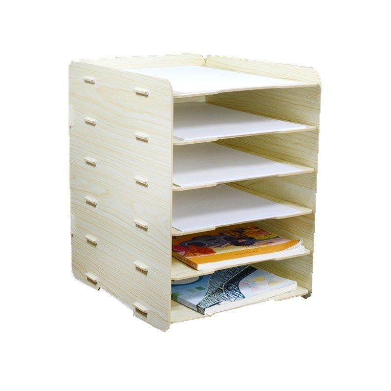 a4纸办公室文件桌面收纳盒木质多层书柜箱分类功能置物架