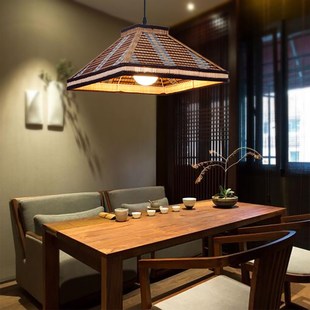 中式餐厅饭店吊灯酒楼面馆茶楼小餐馆包厢店铺竹编灯创意茶字灯笼