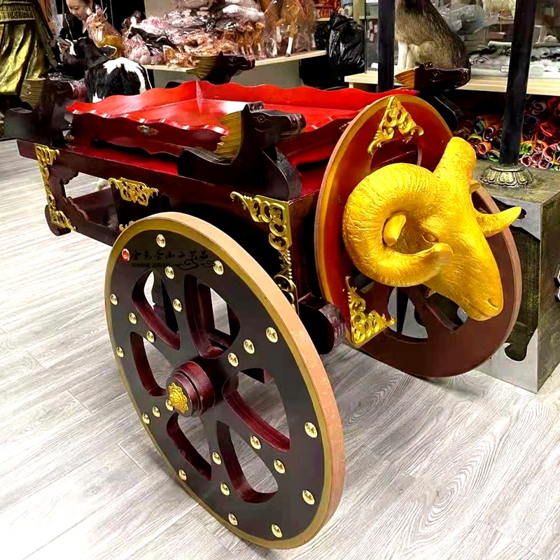 蒙古烤全羊车蒙餐具实木手把肉盘蒙古烤全羊托盘木盘烤Y全羊手推