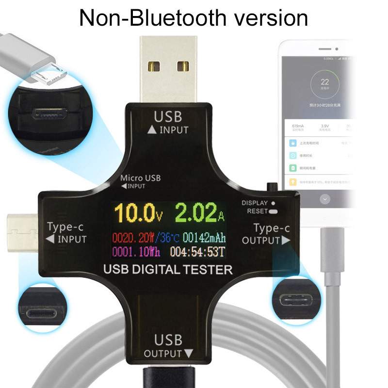 炬为 彩屏测试仪USB电压电流表Type-C PD测试仪 功率计蓝牙通信版