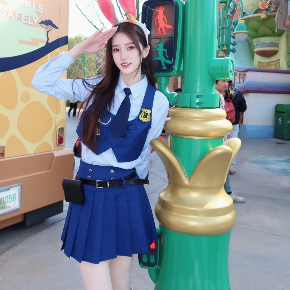 迪士尼穿搭朱迪兔子警官cos衣服百褶裙子套装疯狂动物城成人秋冬