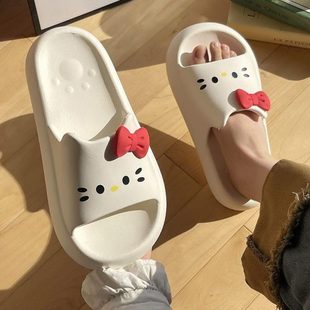 室内时尚 厚底居家猫咪外穿可爱 一字拖ins潮防滑凉拖鞋 女软底夏季