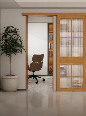 实木推拉门日式折叠门格子门原木风实木门厨房折叠门谷仓门幽灵门