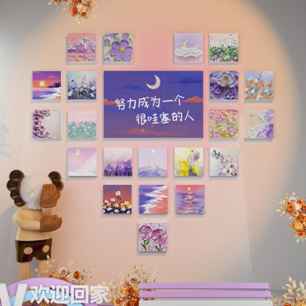 墙打卡网红画户外布置区室内墙面装饰背景墙贴纸拍照店铺风露营3d