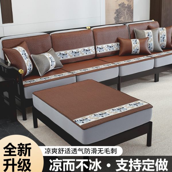 弹力夏天防滑凉席夏季凉席新中式垫子沙发套罩2025款实木沙发全包