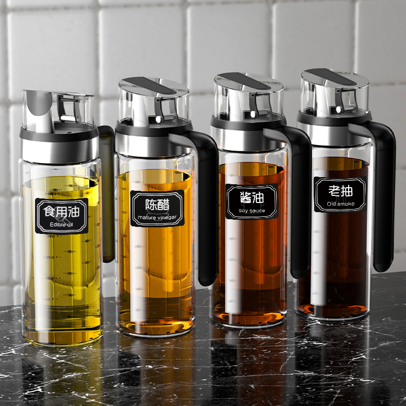 玻璃油壶重力装油防漏厨房家y用自动开合耐高温酱油醋调料油罐油
