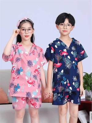 小孩汗蒸服男女纯棉足浴按摩服桑拿服儿童浴场足疗店会所浴衣睡衣