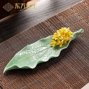 禅意香插香座 香室内家用香炉托陶瓷茶室国风线香手工桂花摆件中式