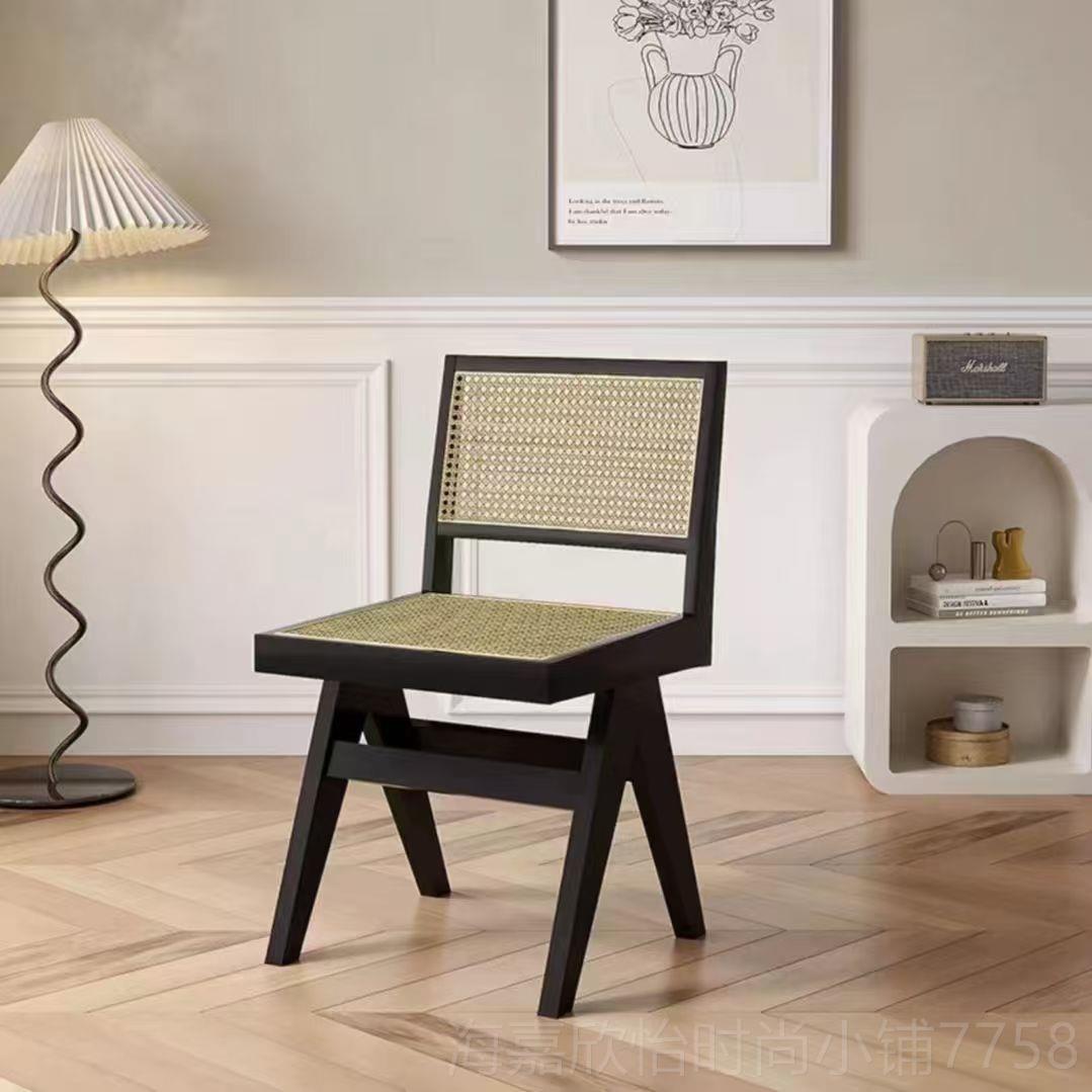 正品复法式实木餐桌饭黑色板桌家用小户型美式原木长桌古轻奢中古