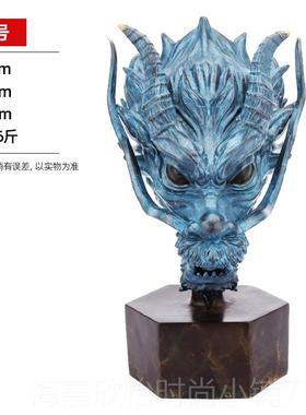 正品黄铜头摆件十二生肖之《式龙首》中龙件摆家龙居办公室装饰品