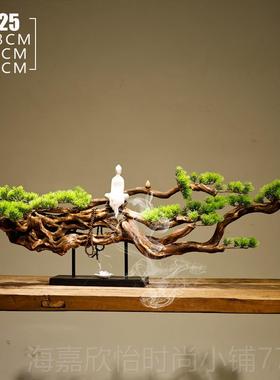 正品中式禅意摆件现代客厅会新所玄松民宿创意风化关木迎客家居装