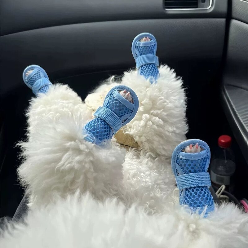 夏季透气小型犬狗鞋泰迪比熊专用软底耐磨小狗透气宠物鞋子