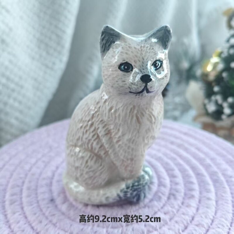 ins迷你暹罗猫陶瓷小花瓶 单支干花小众治愈桌面摆件