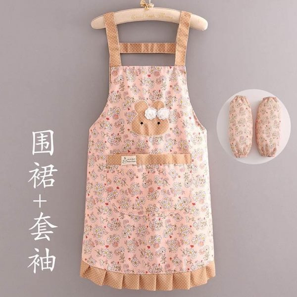 袖套透气2021围裙帆布两件套薄款上班工作服全棉穿新款夏天女网红