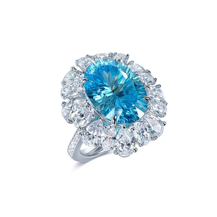 AILEQ纯银圣玛利亚海蓝轻奢帕拉伊巴千禧切工戒指帕托石合成宝石