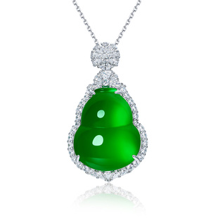 天然玉髓大葫芦纯银轻奢正阳绿玛瑙媲美翡翠吊坠新年礼物项链k23