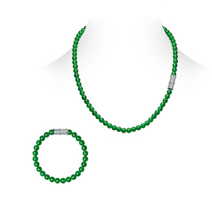 AILEQ 珠宝欧若风项链加手链多戴K10 925银天然玉髓满绿小米珠时尚