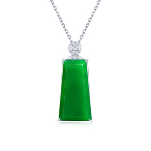 AILEQ高端无事牌纯银吊坠辣绿玉髓轻奢简约媲美翡翠中式 女项链k14