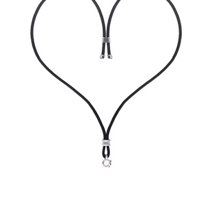 AILEQ项链S925纯银高级黑绳挂项链挂脖吊坠高货绳多用春秋毛衣链