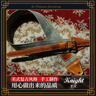 T.Y. 美式 Knight 琦材 复古手工椒盐加宽减重电贝司肩带吉他背带