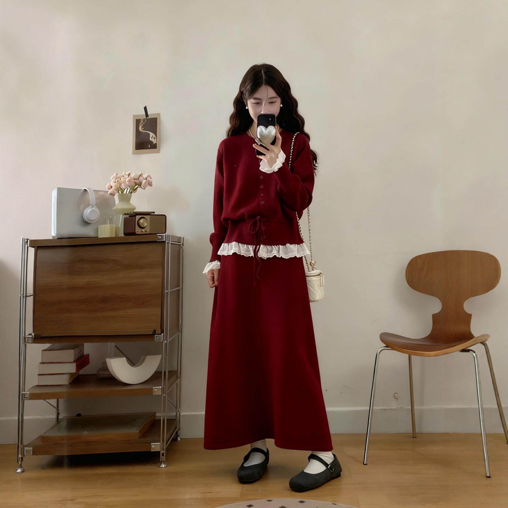 大码巨好看的冬装一整套女胖mm独特漂亮红色毛衣针织半身裙两件套,运动/瑜伽/健身/球迷用品,瑜伽短裙,淘宝优惠券,粉丝福利购,淘宝优惠卷