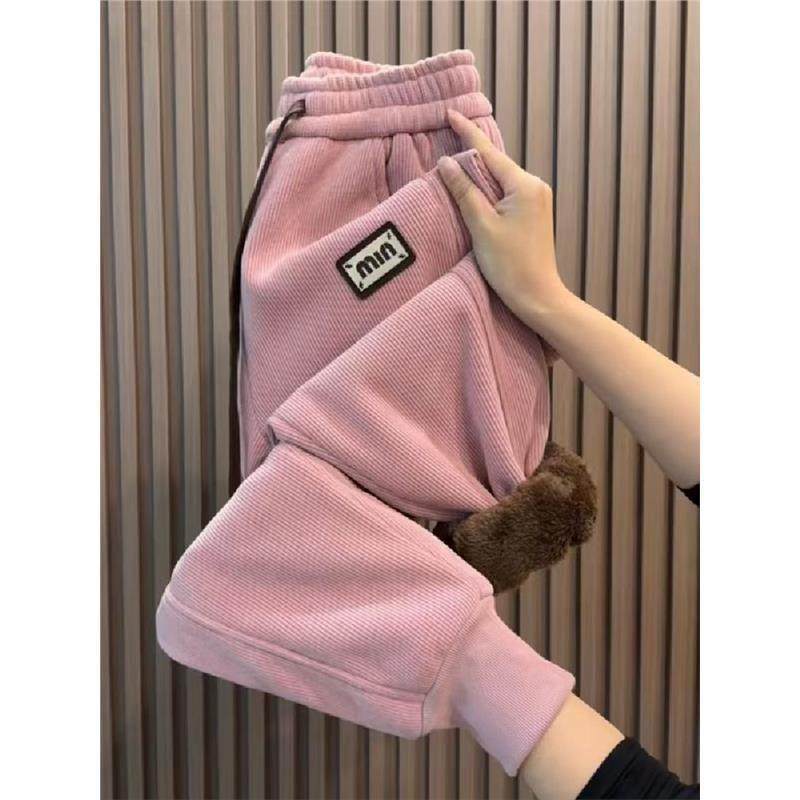 粉色加绒加厚运动裤女2025冬季爆款时尚宽松保暖哈伦裤束脚卫裤潮,模玩/动漫/周边/娃圈三坑/桌游,Cosplay女装/cos女装,淘宝优惠券,粉丝福利购,淘宝优惠卷