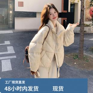 韩系chic米色羽绒服女冬2025年超火好看高级小众漂亮短款加厚外套