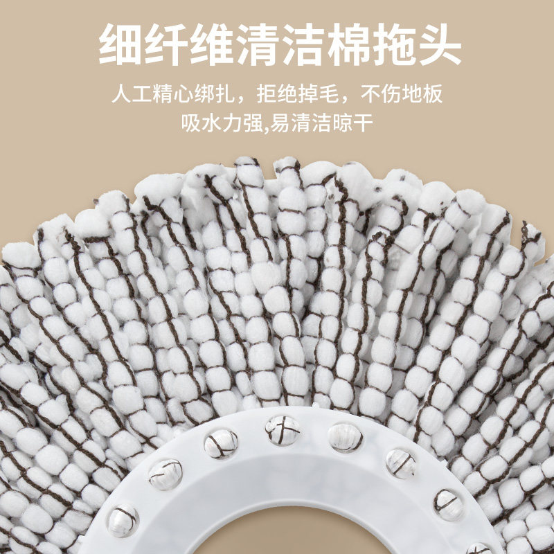 通用旋转拖把替换杆配件可替换免手洗家用墩布拖布手压不锈钢金小