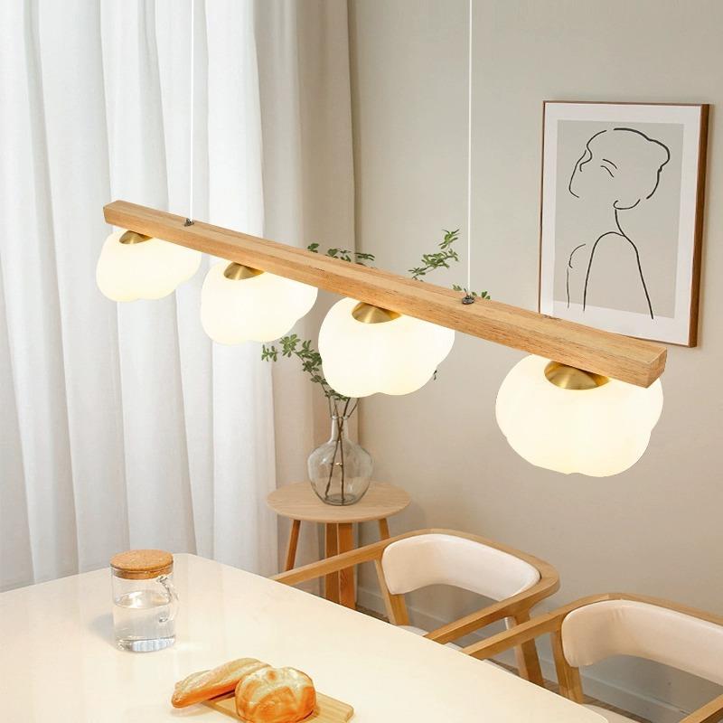 餐厅吊灯2023新款岛台创意棉花柿子餐桌饭厅吧台灯奶油风原木灯具