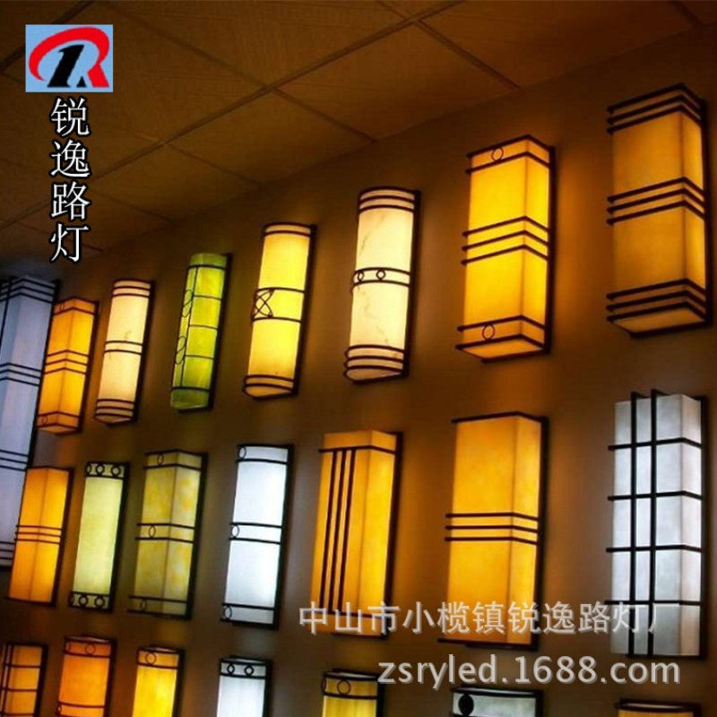 仿云石壁灯商业街小区广场中式酒店别墅长方形防水户不锈钢材壁灯