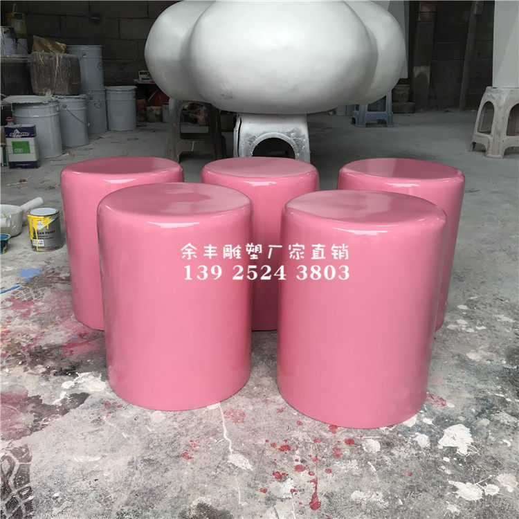 玻璃钢圆柱形休闲椅 圆柱体凳子烤漆儿童玻璃纤维座椅