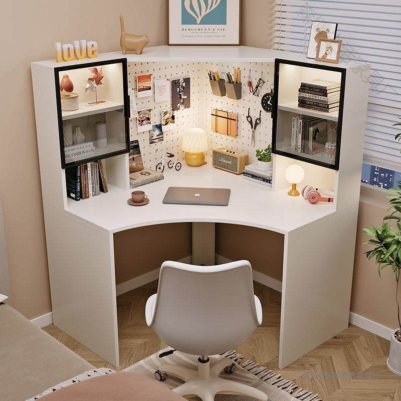 新款转角电脑桌书桌书架组合一体台式学生写字书柜家用卧室学习桌