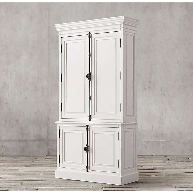 美式乡村实木复古白色天地锁书柜 法式客厅储物书架餐边柜酒柜