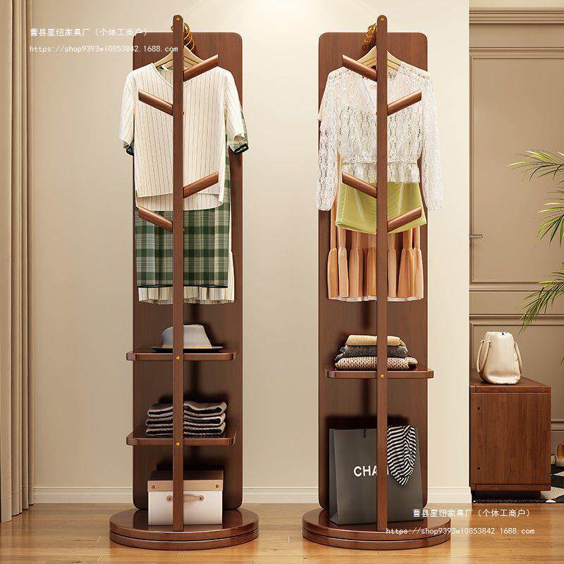 全身镜落地镜家用穿衣镜卧室可旋转衣帽实木带挂衣架一体试衣镜子