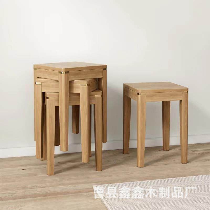 新中式家用实木矮凳可叠放方凳客厅简约木凳子小板凳凳子实木家具