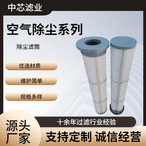 中芯滤业 折叠式两米长除尘滤筒 工业用替代花板孔滤筒125*1500