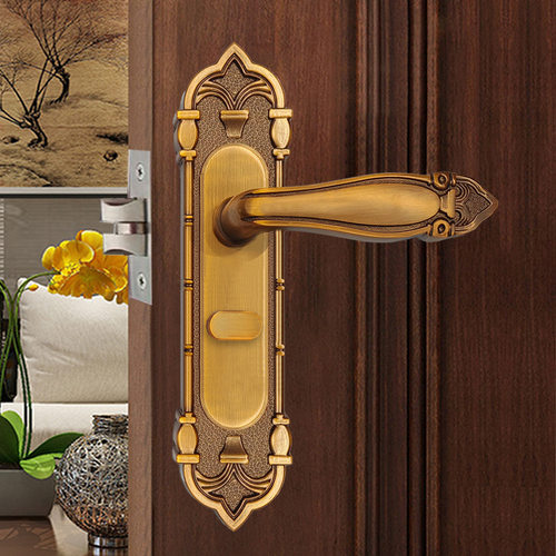 欧式单舌门锁静音房门锁家用黄古铜锁具卧室房间实木门锁室内门锁