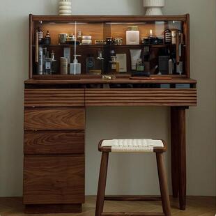 北美黑胡桃全实木斗柜梳妆台一体多功能卧室简约现代小户型化妆桌