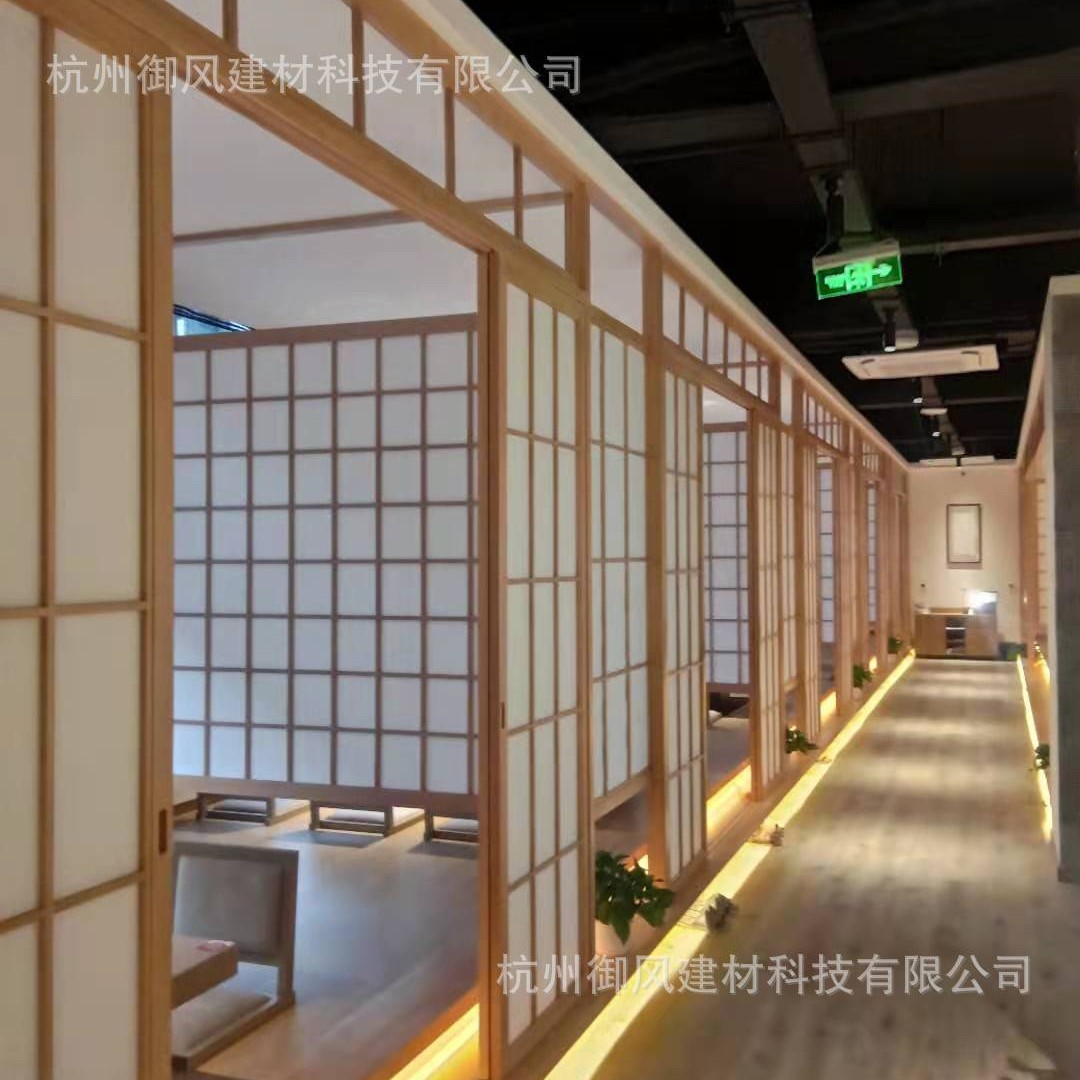 樟子松中式日式亚麻推拉门日式料理店格子门榻榻米隔断门