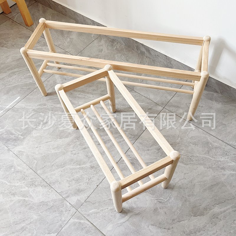 新款实木法式田园编织换鞋凳框架家用入室凳子小户型玄关试鞋凳