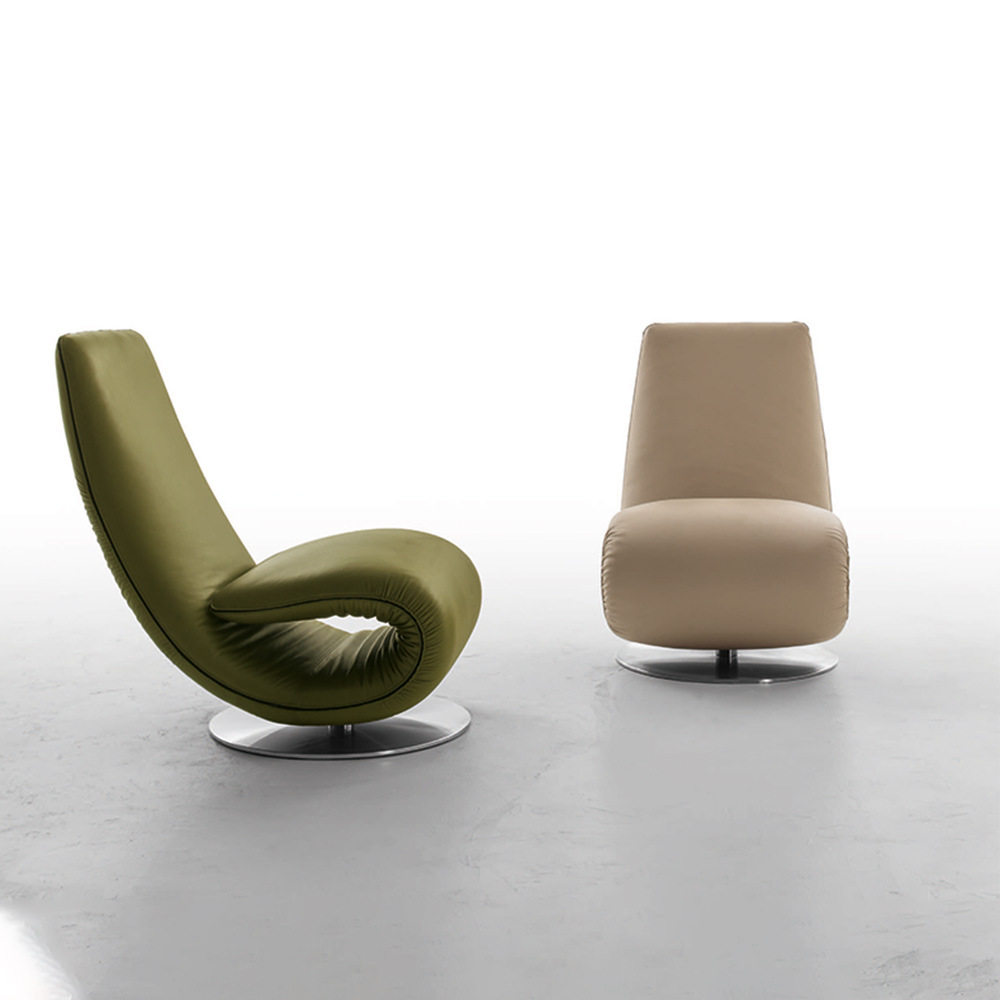 现代简约休闲皮艺可折叠轻奢意式极简懒人躺椅客厅S型贵妃沙发椅