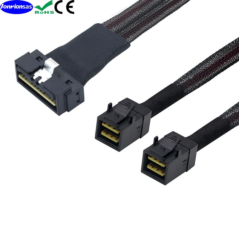 PCIE Slimline LP Low profileSFF-8654 8I转2个SFF-8643连接线束