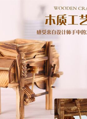 木制农具模型打谷n机仿古谷风车摇谷扇扇谷机木质工艺品摆件