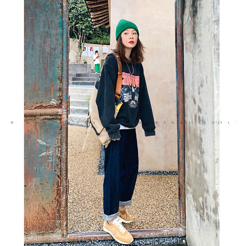 孕妇牛仔裤子2021新款外穿阔腿裤蓝色托腹直筒长裤秋冬季加绒加厚