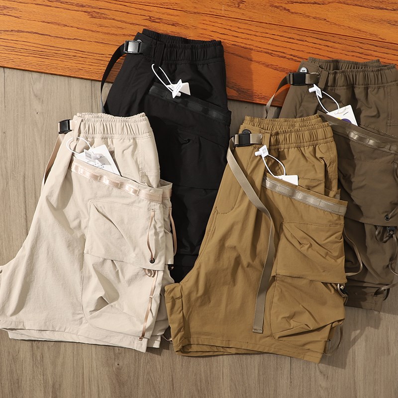 户外山系大口袋工装短裤男高街潮牌机能风薄款宽松速干阔腿五分裤