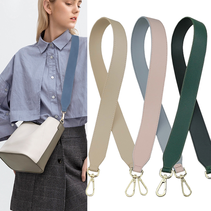 90白色纯色单肩加宽包带配件替换撞色百搭斜跨肩T带女包包带子皮