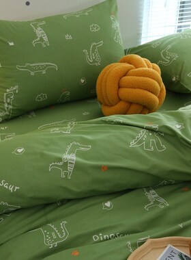萌萌恐龙 简约卡通纯棉被套单件150X2E00X230全棉加密被罩可爱儿