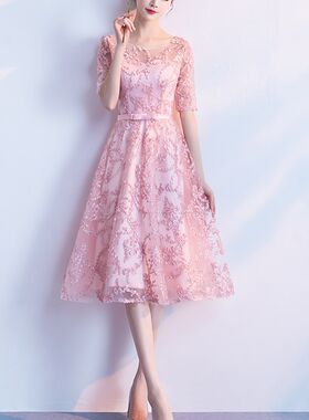白色小晚礼服裙子女平时可穿2021新款宴会气质伴娘服仙气学生毕业