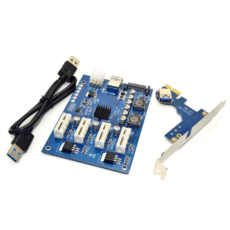PCI-E 1X转PCIE 1X卡槽扩展卡C1进4出PCI-E转接卡显卡延长线一转